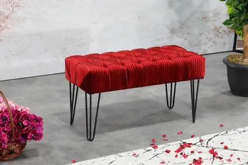 İrem Kapitoneli Metal Ayaklı Lüx Puf Bordo