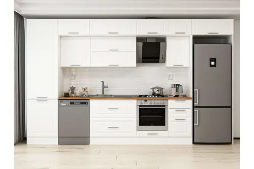 Alvinka 395X240 Cm Klasik Mebran Mutfak Dolabı, Mbb E90B60S45 2 Mebran Beyaz Suntalam