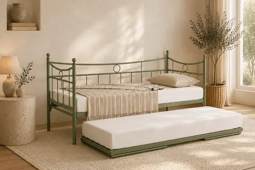 Daily Daybed Metal Yavrulu Karyola, Yeşil, 90X200