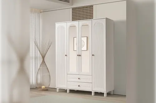 Ada Gardırop, Beyaz, 4 Kapaklı