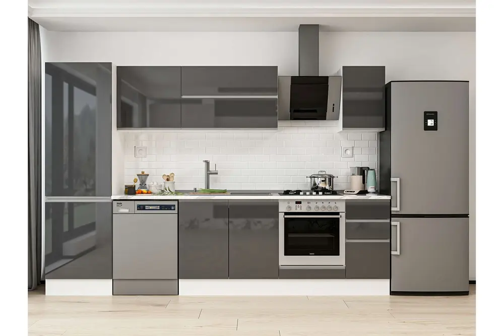 Alvinka 300X210 Cm Mutfak Dolabı, Mb E80B60S40 2 Antrasit Suntalam