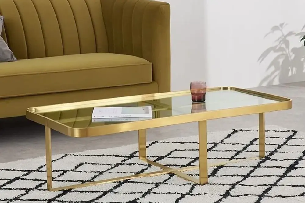 Aula Dikdörtgen Orta Sehpa Gold Pirinç
