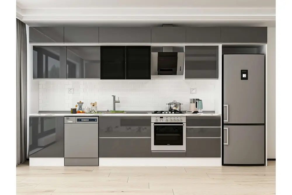 Alvinka 400X240 Cm Mutfak Dolabı, Mb E80S60S60 3 Antrasit Suntalam