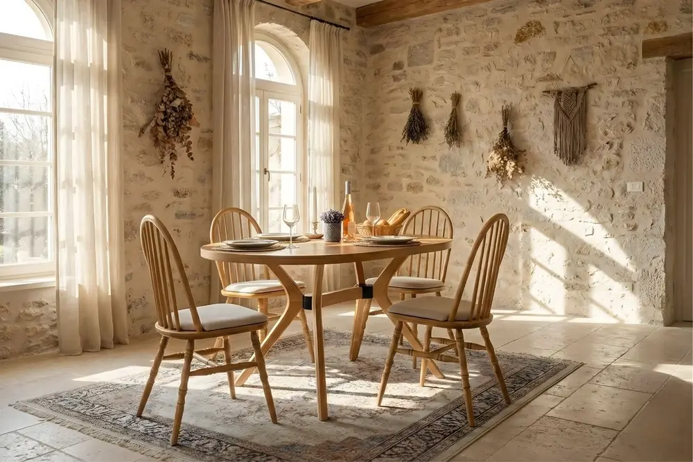 Vista Oval Natural Ahşap Masa Takımı, 80X130 Cm