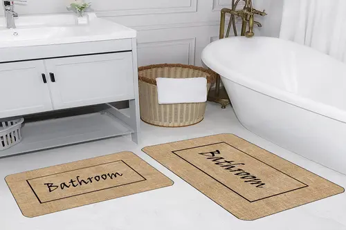 Dijital Baskı, Kaymaz Taban İkili Banyo Paspası 100X60 + 60X50 Cm Rvg5288