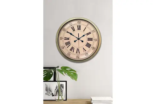Nostalji Stil Metal Eskitme Duvar Saati 40 Cm
