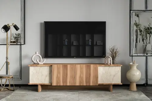 Diana Tv Ünitesi, Ceviz Mermer Desenli, 180 Cm