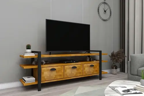 Woodface Lucca Doğal Ahşap Tv Sehpası, Meşe