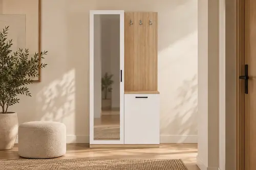 Lavo Askılıklı Aynalı Portmanto Ayakkabılık, 2 Kapaklı, 90 Cm