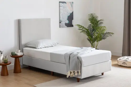 Luna Mılky Sabit Baza Ve Başlık, Açık Gri, 100X200