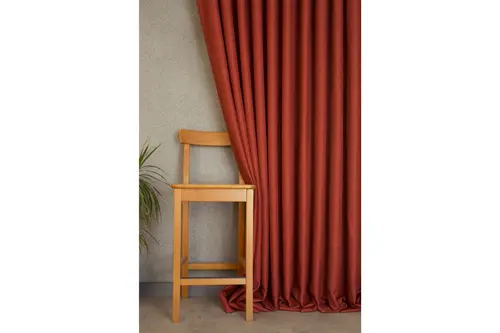 Massarelli Fon Perde Keten Kiremit Rengi Pilesiz 60X260