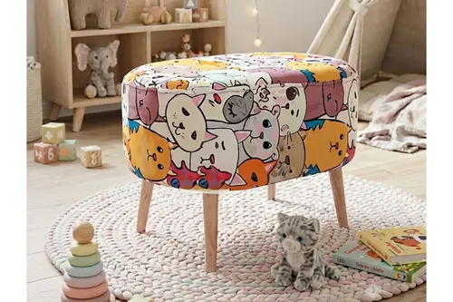 Pati Oval Puf, Ahşap Ayak