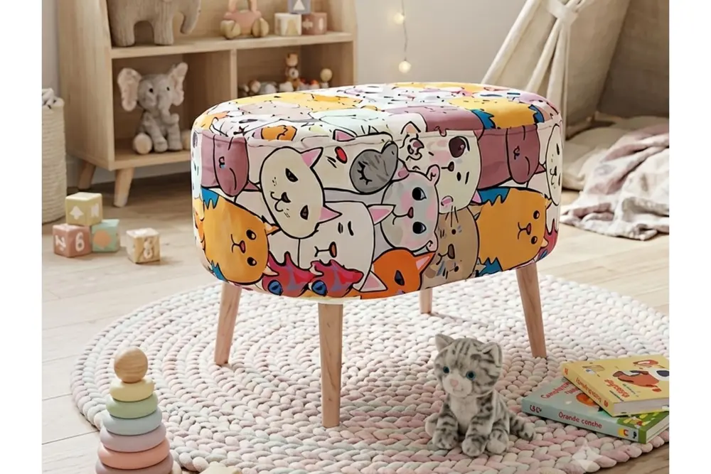 Pati Oval Puf, Ahşap Ayak