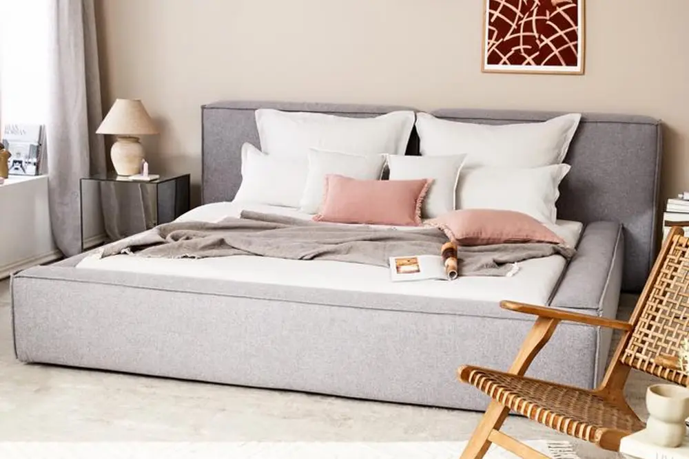 Lena Baza Başlık Seti, Gri, 160X200 Cm