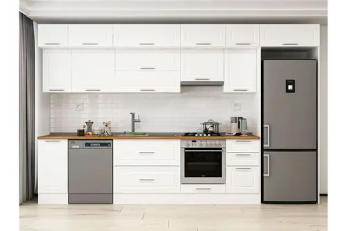 Alvinka 375X240 Cm Klasik Mebran Mutfak Dolabı, Mb E90S40S45 1 Mebran Beyaz Suntalam