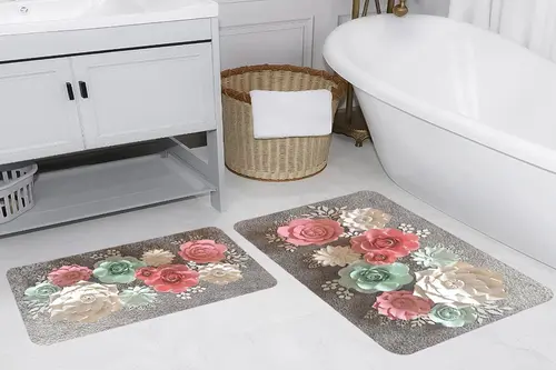 Rovigo Home Dijital Baskılı İkili Banyo Paspas Takımı, Rvg5233