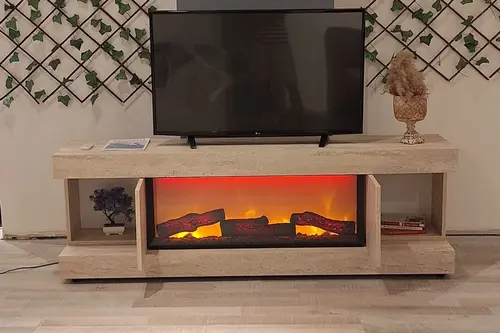 Taverten Desen Kapaklı Şömineli Tv Sehpası, 180 Cm