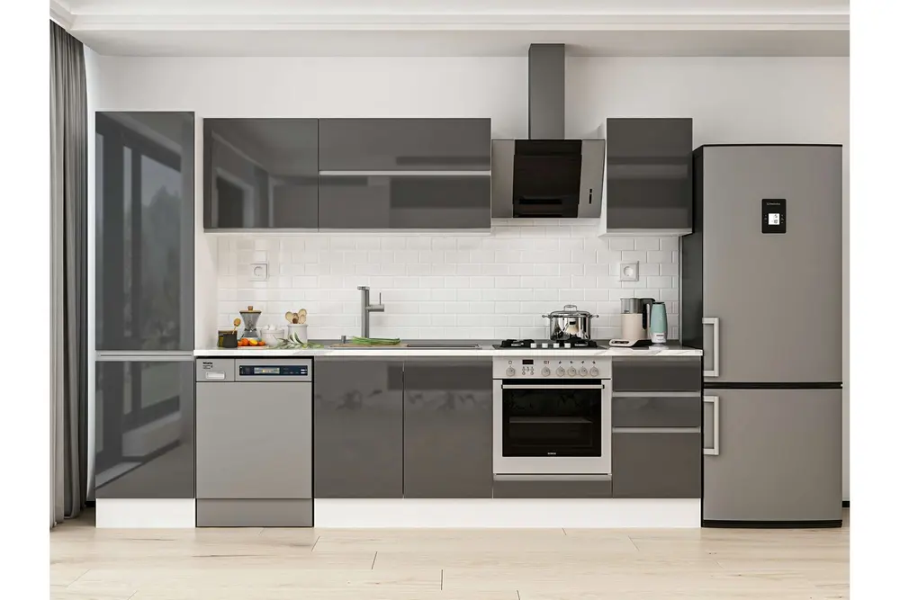 Alvinka 305X210 Cm Mutfak Dolabı, Mb E90B50S45 2 Antrasit Suntalam