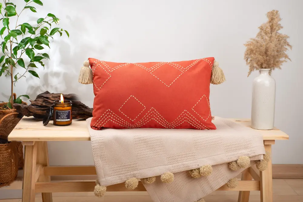 Dfn Home Tıle Kırlent, Kırmızı