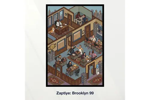 Miniaworks Zaptiye: Brooklyn 99 Siyah Çerçeveli Poster 21X30