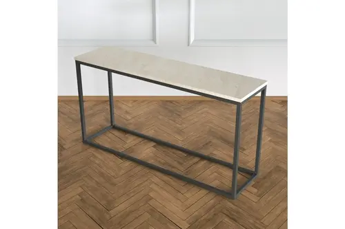 Potrica Metal Dresuar, Siyah Ayak Bej Mermer Tabla