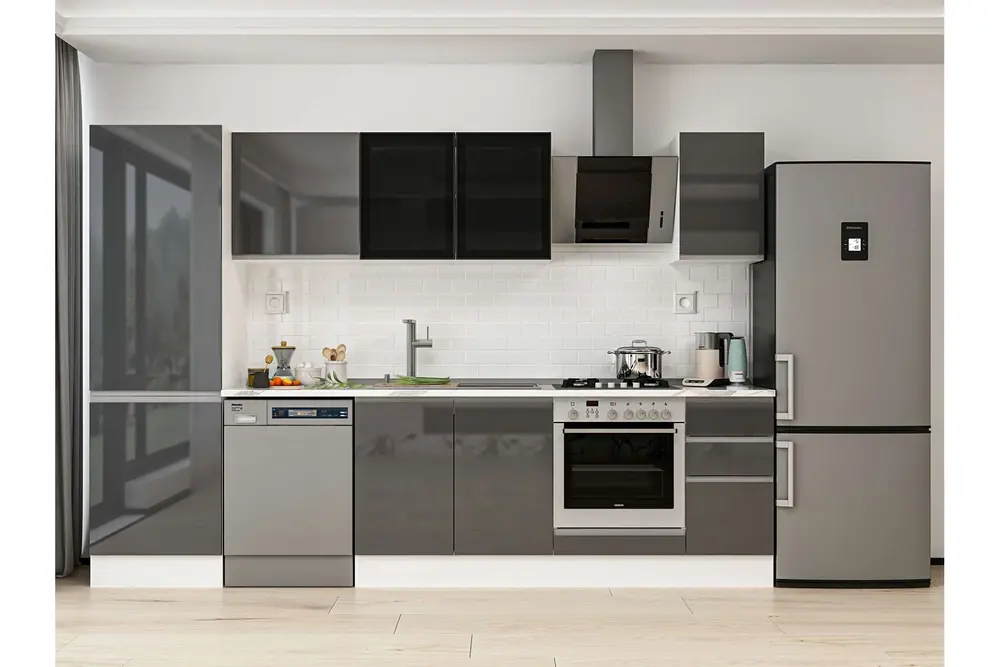 Alvinka 310X210 Cm Mutfak Dolabı, Mb E90B60S40 3 Antrasit Suntalam