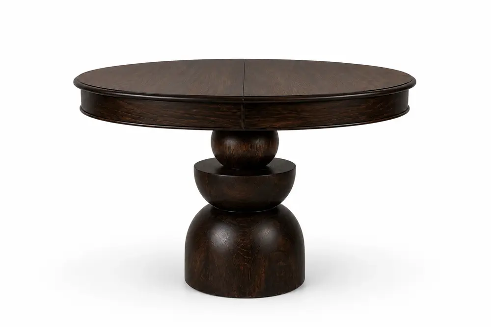 Boğum Ayaklı Oval Açılır Masa, Koyu Ceviz, 80X120 Cm