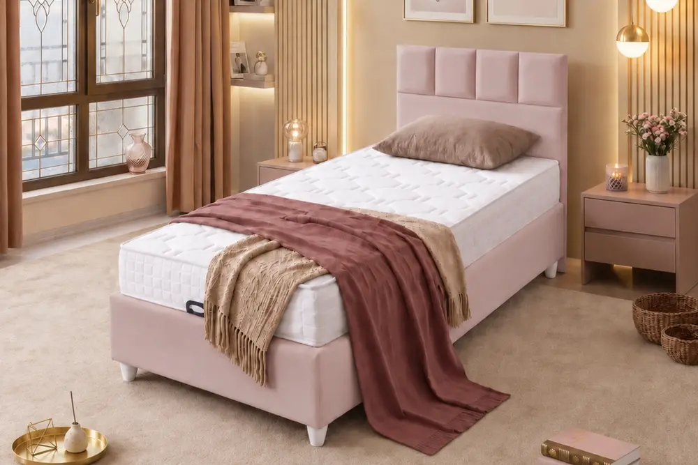 Monaco Tek Kişilik Baza Başlık Seti, Pembe, 90X190