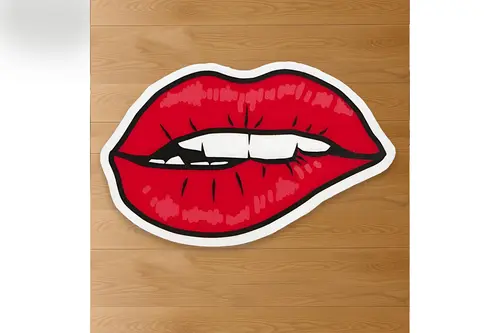 Lips Baskılı Yuvarlak Dokuma Taban Halı, 177 Yng, 60X100 Cm