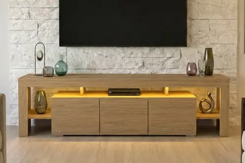 Kale Ledli Tv Ünitesi, Meşe, 200 Cm