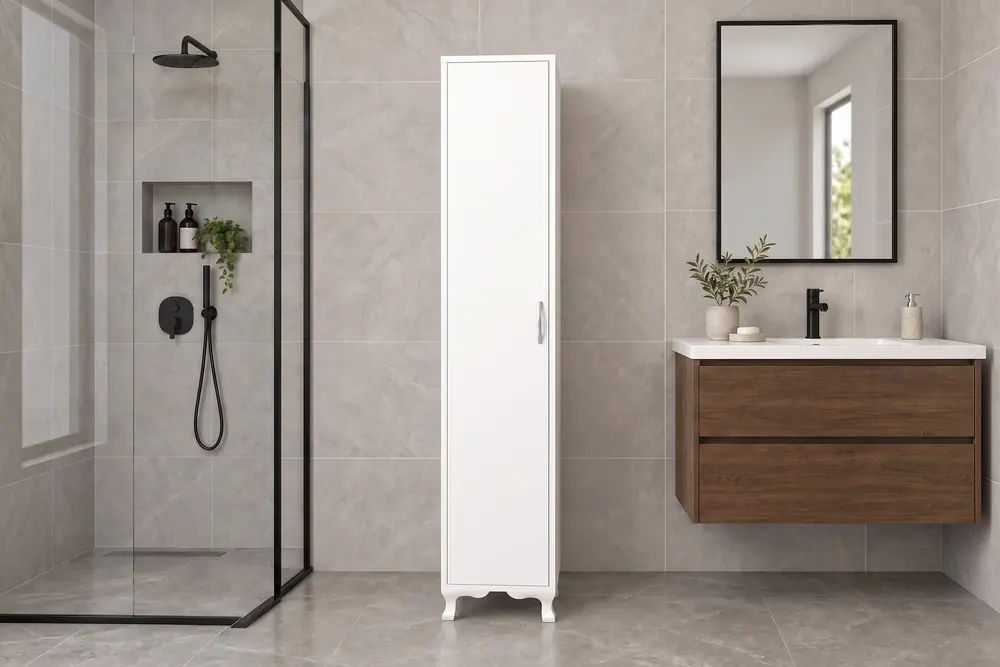 Liza Çok Amaçlı Kiler Banyo Dolabı, Beyaz, 4 Raflı