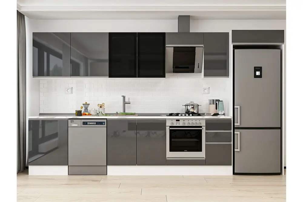 Alvinka 390X222 Cm Mutfak Dolabı, Mb E90S60S40 3 Antrasit Suntalam