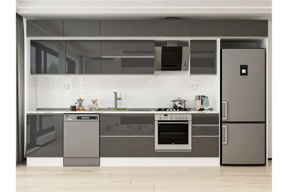 Alvinka 395X240 Cm Mutfak Dolabı, Mb E90S60S45 2 Antrasit Suntalam
