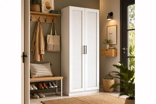 Dekorex 2 Panjur Kapaklı Portmanto, Beyaz, Prt220