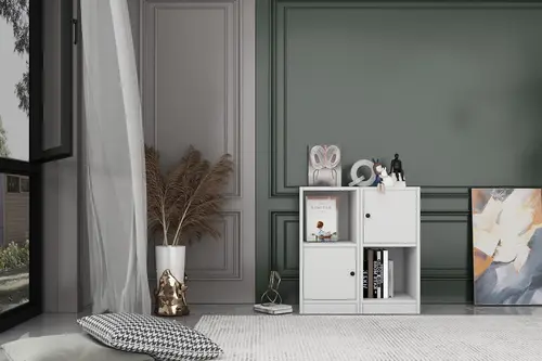 Leksa 2 Kapaklı Raflı Kitaplık 65 Cm Beyaz Ktp-1191-Ç