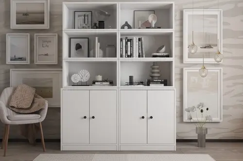 Leksa 4 Kapaklı Raflı Kitaplık 130 Cm Beyaz Ktp-1291-Ç
