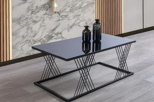 Vienna Orta Sehpa, Siyah Metal Ayaklı, Füme Aynalı