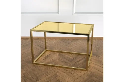 Potrica Yan Sehpa Pirinç Ayak Ayna Tabla