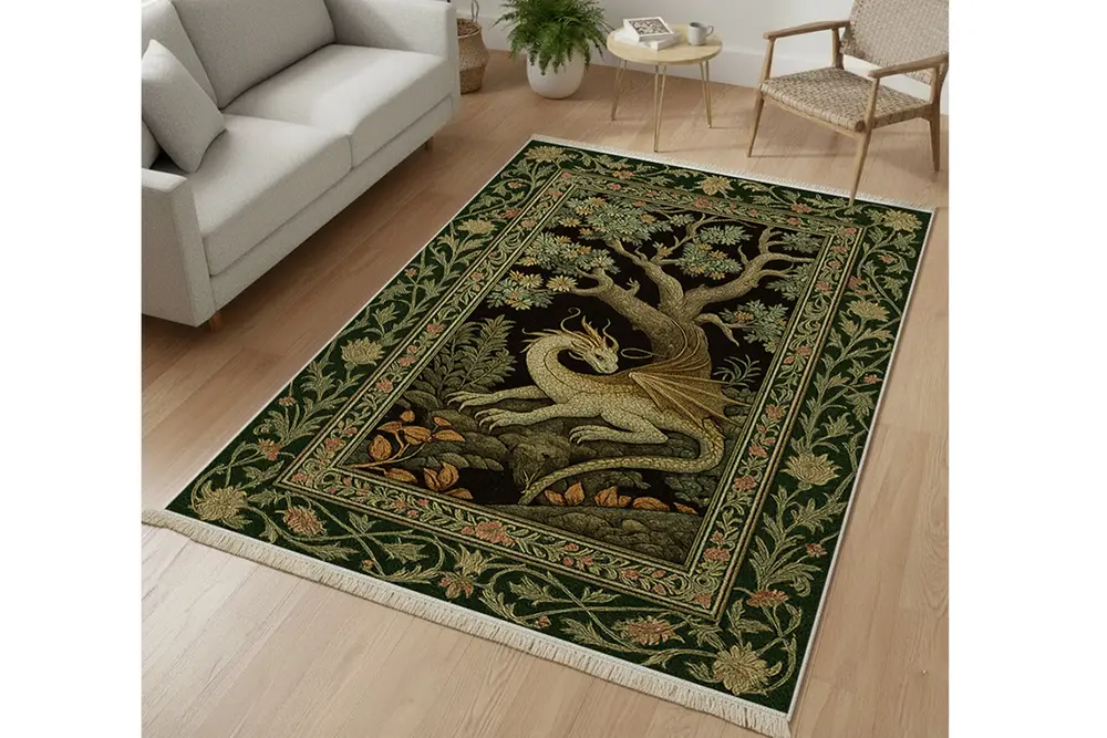 Orman Ejderhası Dokuma Taban Halı, 501 Yng, 80X150 Cm