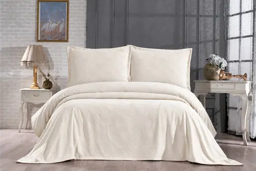 Çapa Home Fiore Yatak Örtüsü, Çift Kişilik, Krem