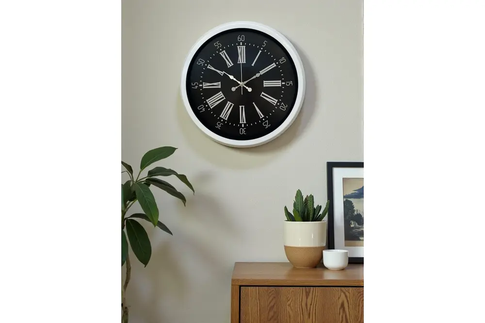 Elegance White Metal Duvar Saati 40 Cm