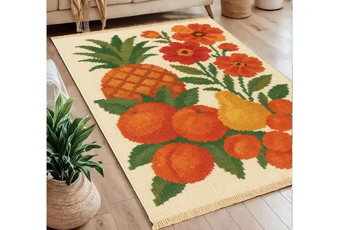 Fruit Baskılı Dokuma Taban Halı, 245 Yng, 80X150 Cm