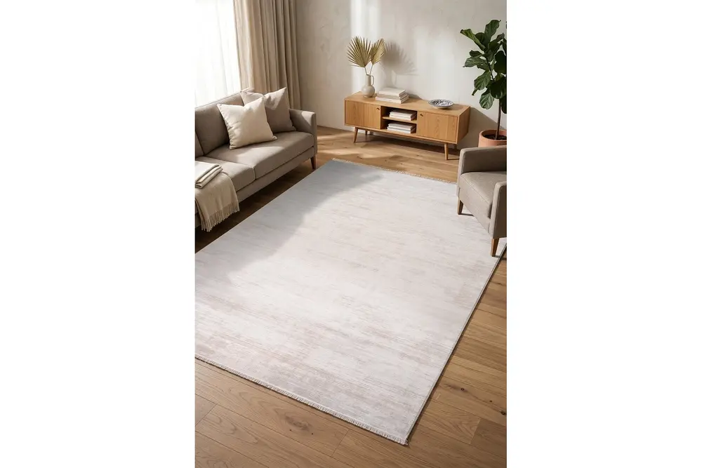 Koza Bergama Krem Gri Halı A6101B, 80X150