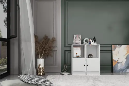 Leksa 2 Kapaklı Raflı Kitaplık 65 Cm Beyaz Ktp-1190-Ç