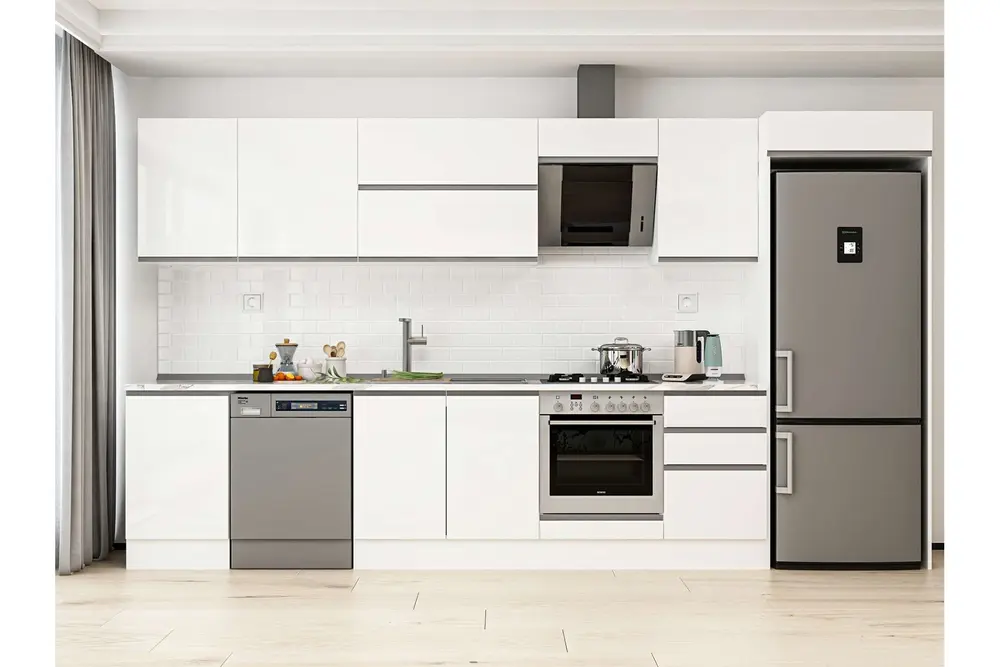 Alvinka 380X222 Cm Mutfak Dolabı, Mb E80S50S50 2 Beyaz Suntalam