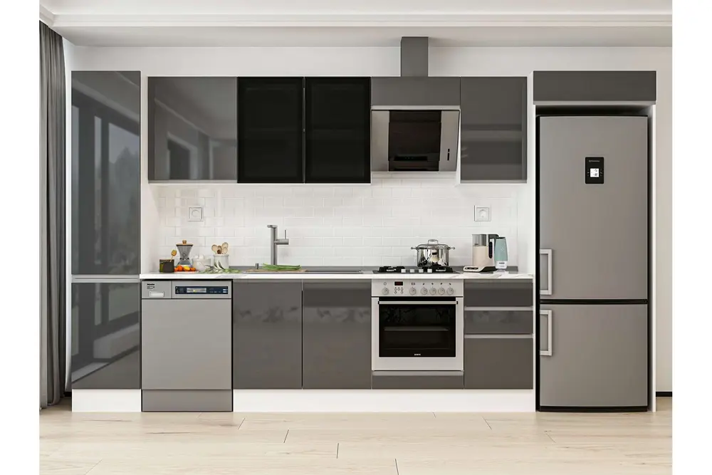 Alvinka 380X222 Cm Mutfak Dolabı, Mbb E90B45S45 3 Antrasit Suntalam