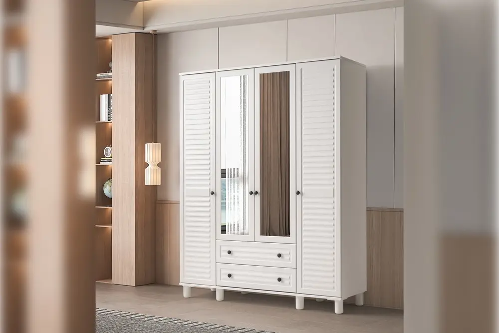 Seda Gardırop, Beyaz, 4 Kapaklı