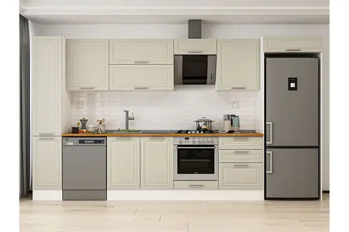 Alvinka 380X222 Cm Klasik Mebran Mutfak Dolabı, Mbb E80B40S60 2 Mebran Kumtaşı Suntalam