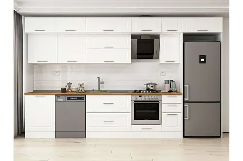 Alvinka 390X240 Cm Klasik Mebran Mutfak Dolabı, Mb E90S60S40 2 Mebran Beyaz Suntalam