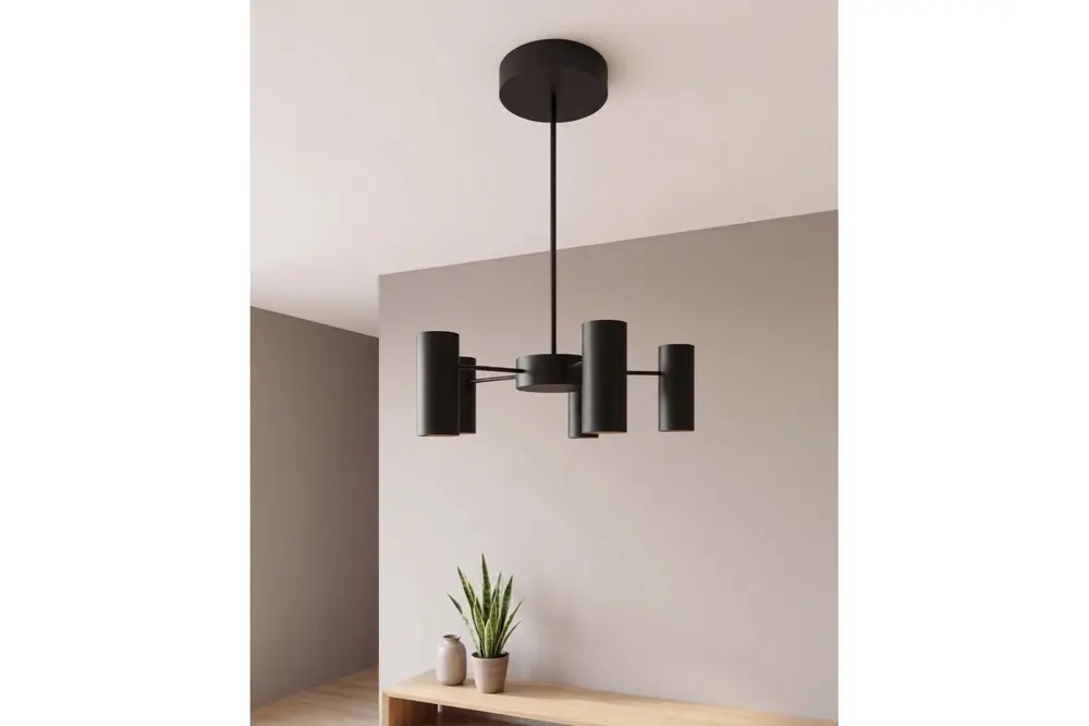 Luxera Beşli Spot Avize, Siyah Metal